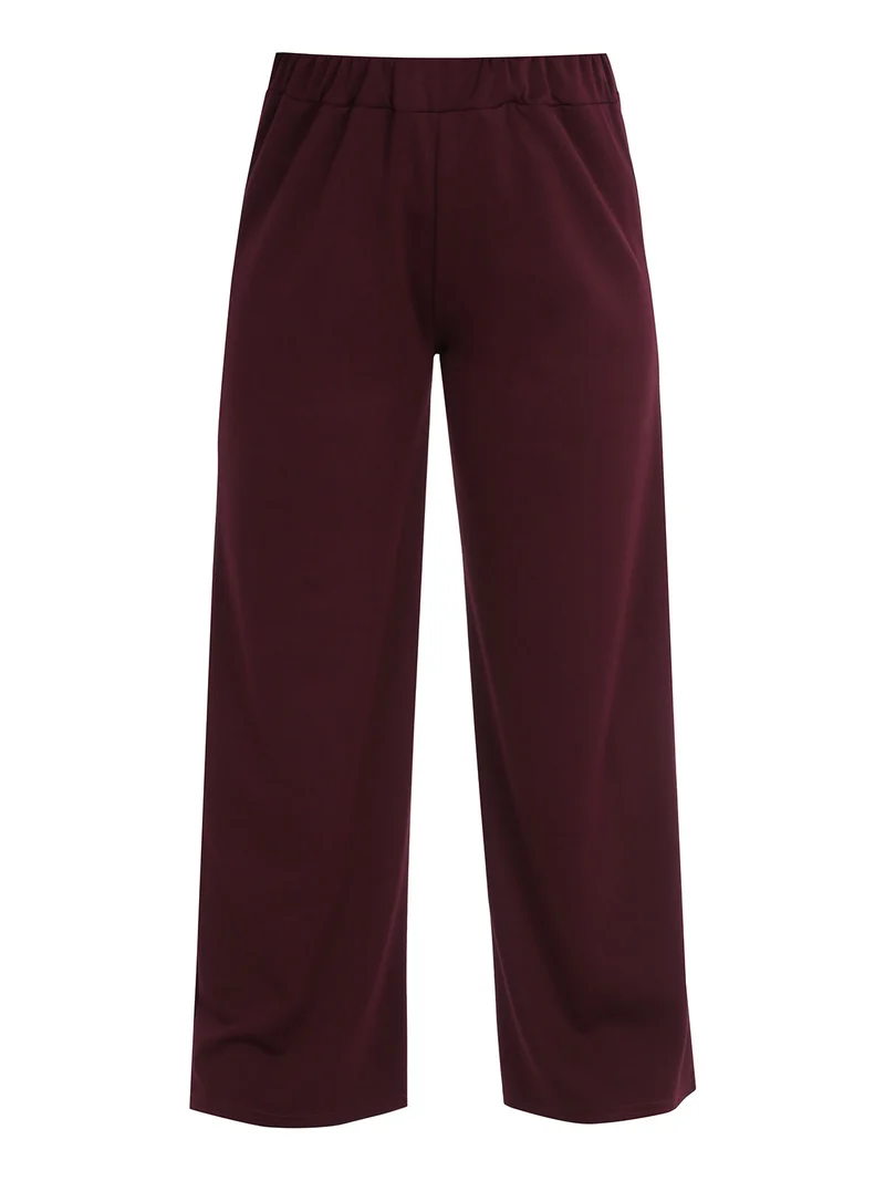 Pantaloni donna a gamba larga - bordeaux