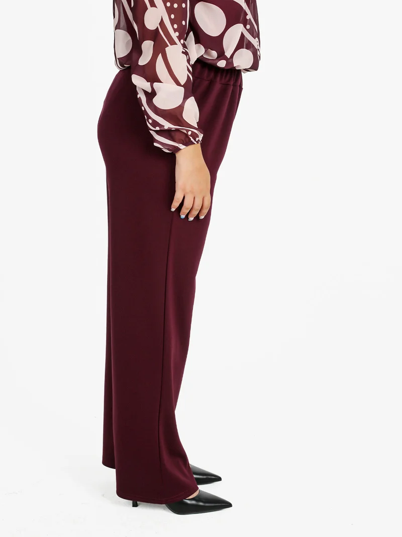 Pantaloni donna a gamba larga - bordeaux