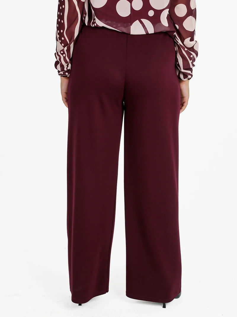 Pantaloni donna a gamba larga - bordeaux