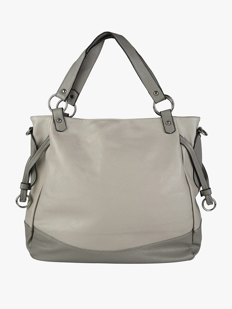 Borsa a spalla da donna bicolore - grigio chiaro