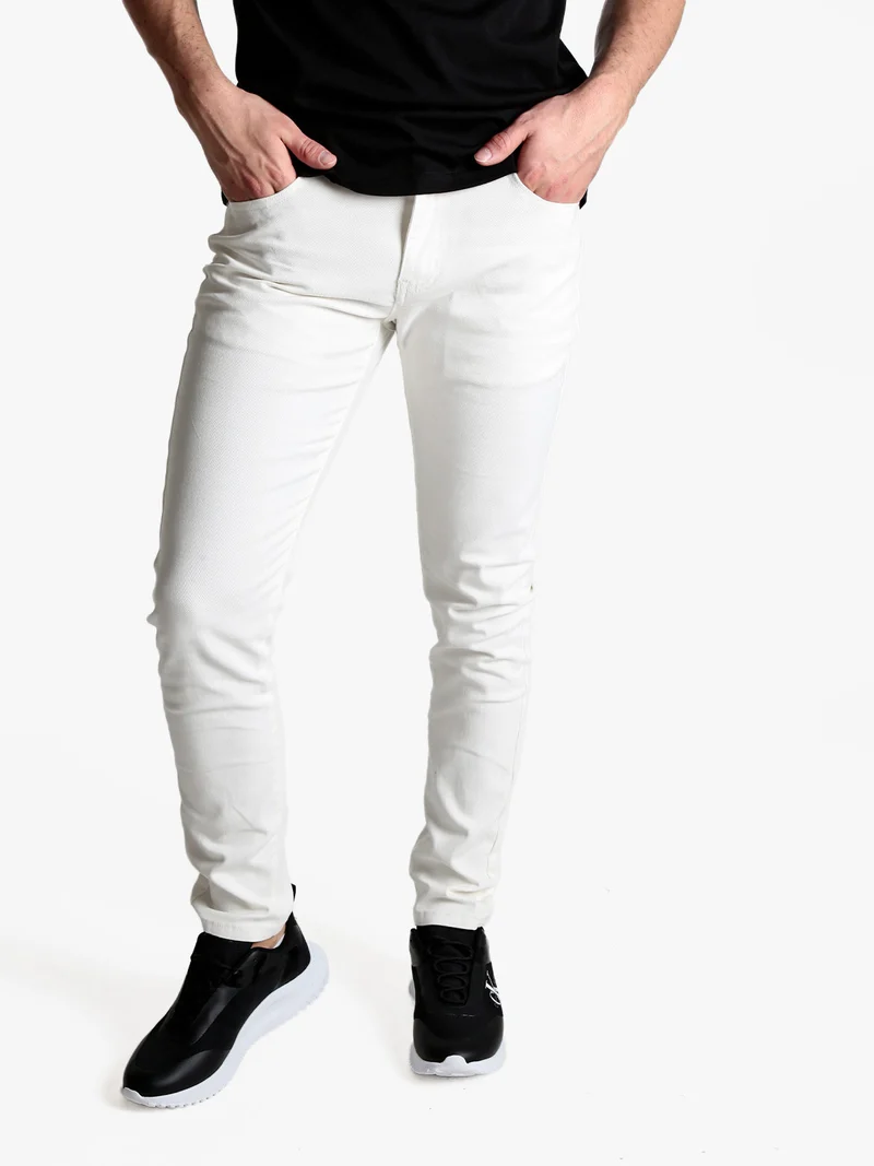 Jeans da uomo slim fit a vita bassa - bianco