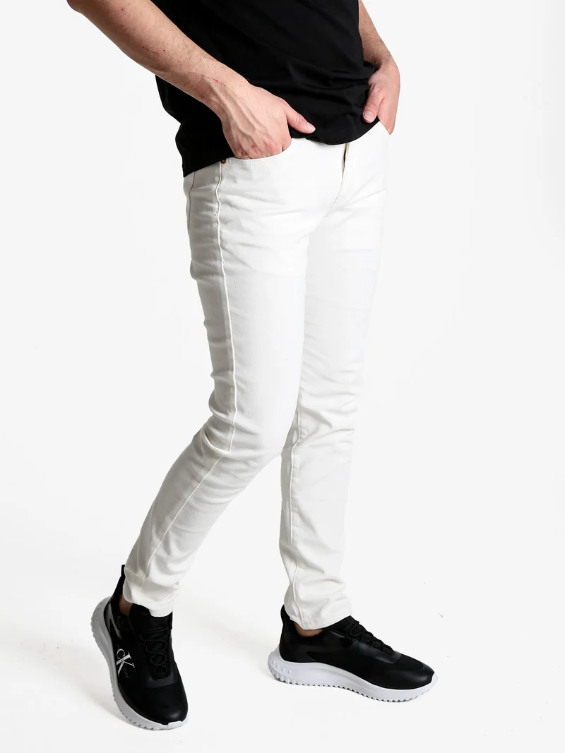 Jeans da uomo slim fit a vita bassa - bianco