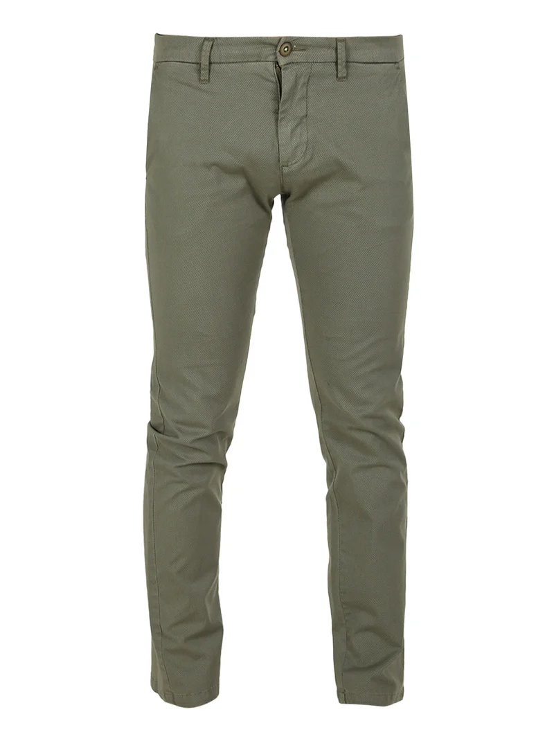 Pantaloni casual da uomo texturizzati in cotone - verde scuro