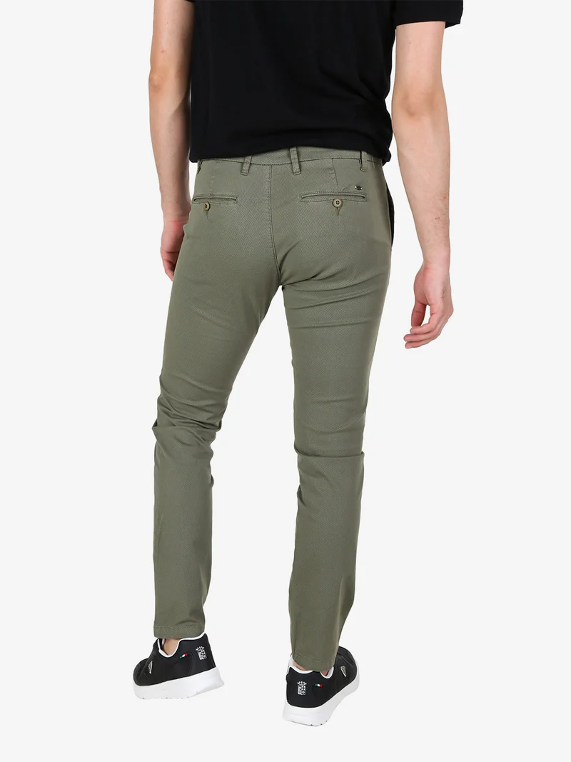 Pantaloni casual da uomo texturizzati in cotone - verde scuro