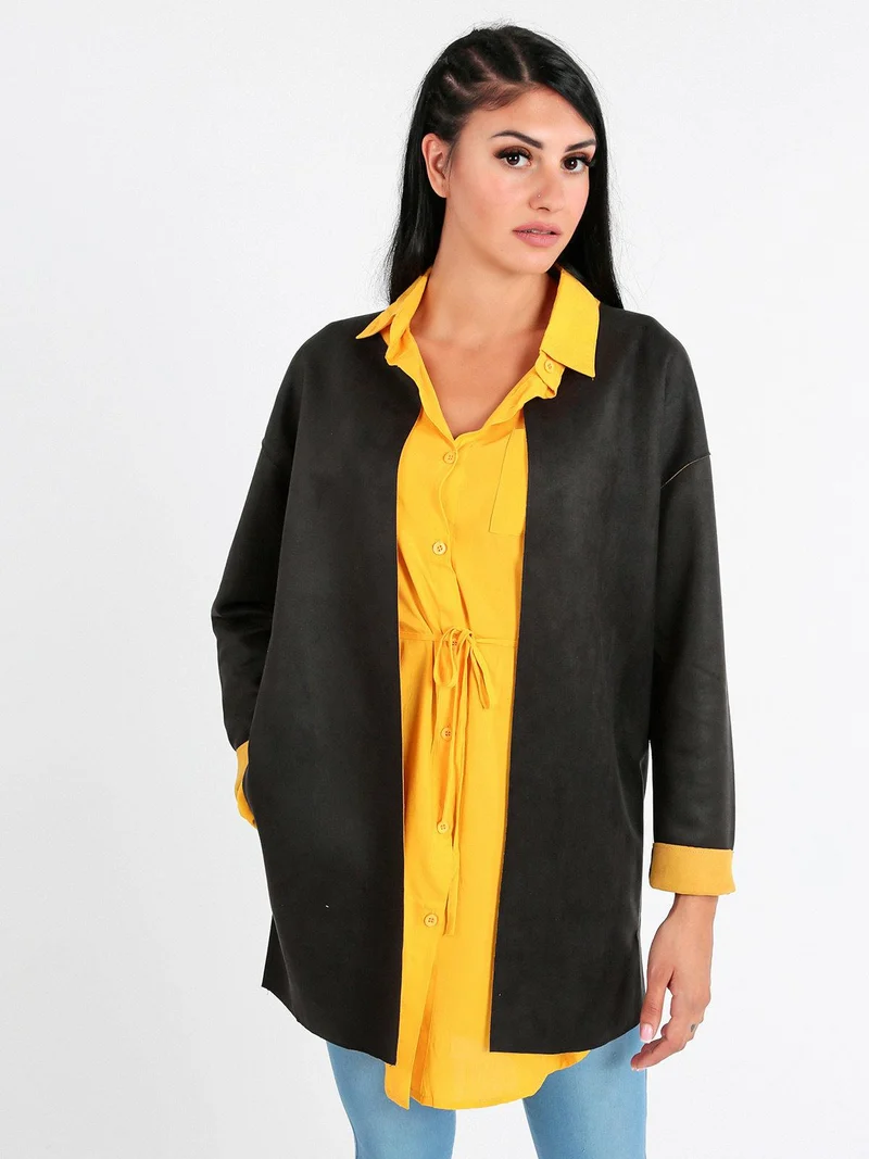Giacca scamosciata aperta donna - nero