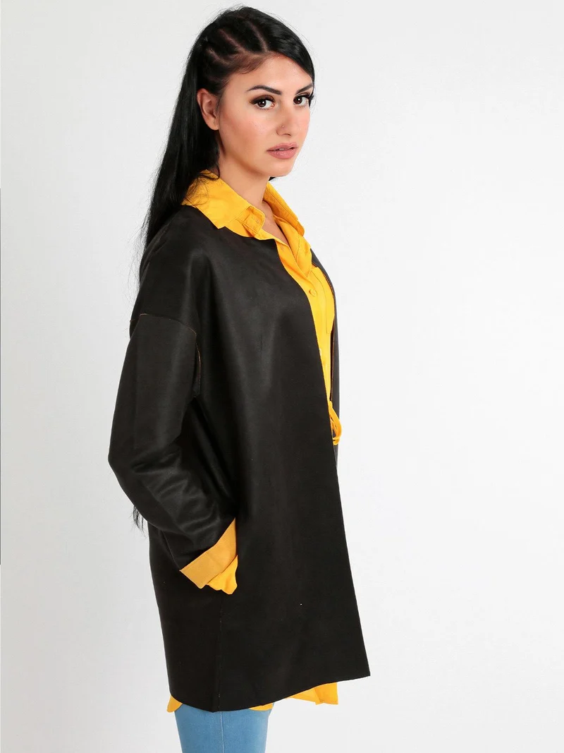 Giacca scamosciata aperta donna - nero