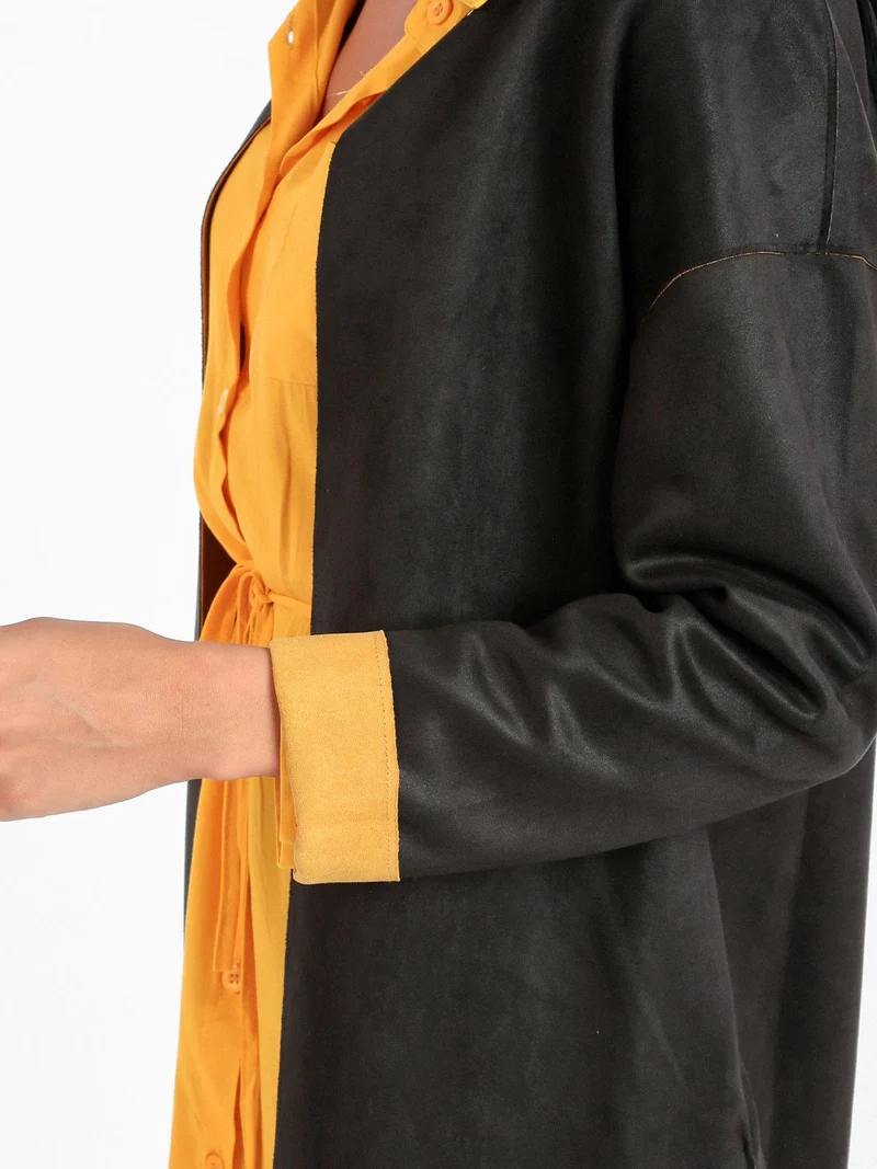 Giacca scamosciata aperta donna - nero