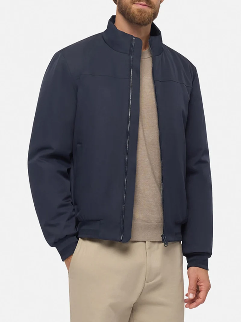 VINCIT Giacca imperbeabile da uomo con zip - blu scuro