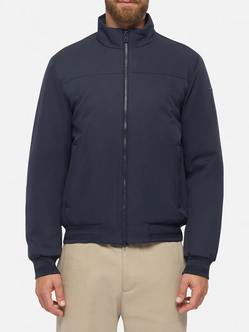 VINCIT Giacca imperbeabile da uomo con zip - blu scuro