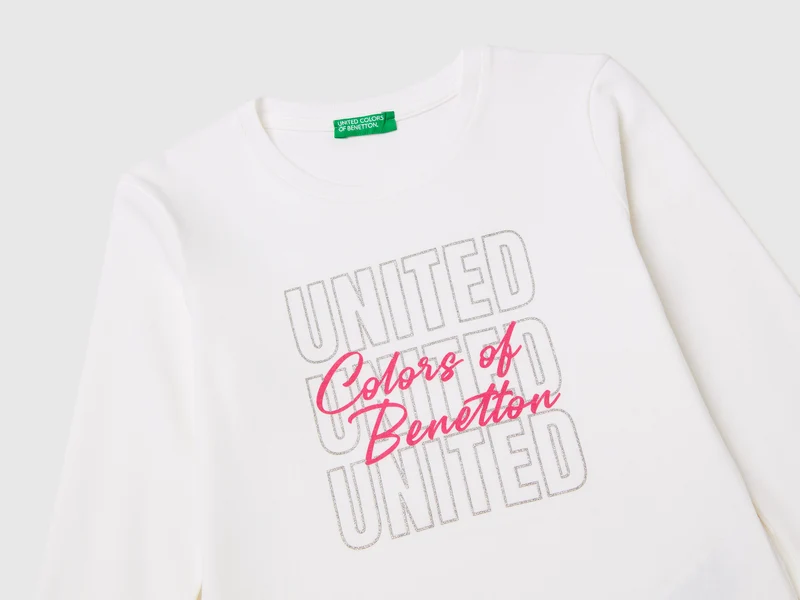 T-Shirt aus Bio-Baumwolle mit Glitzerlogo