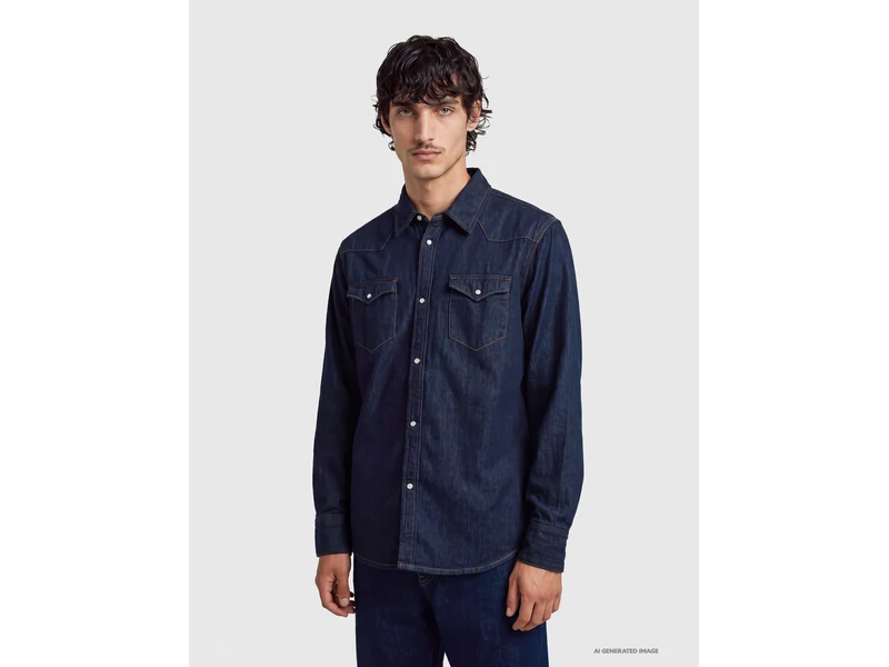 Dunkelblaues Westernhemd aus Denim