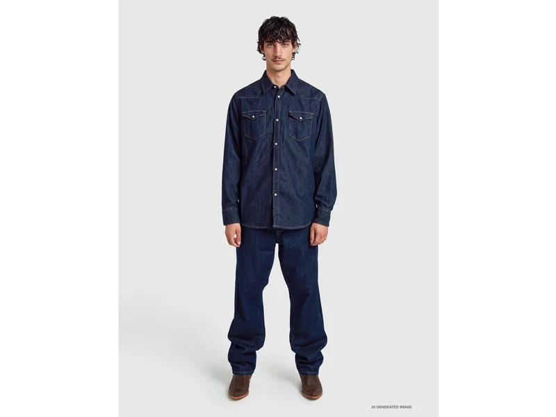Dunkelblaues Westernhemd aus Denim