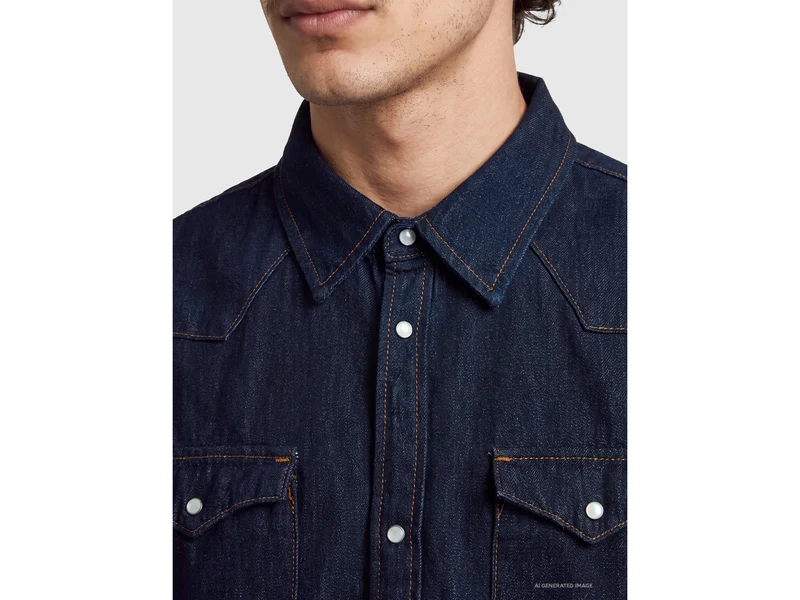 Dunkelblaues Westernhemd aus Denim