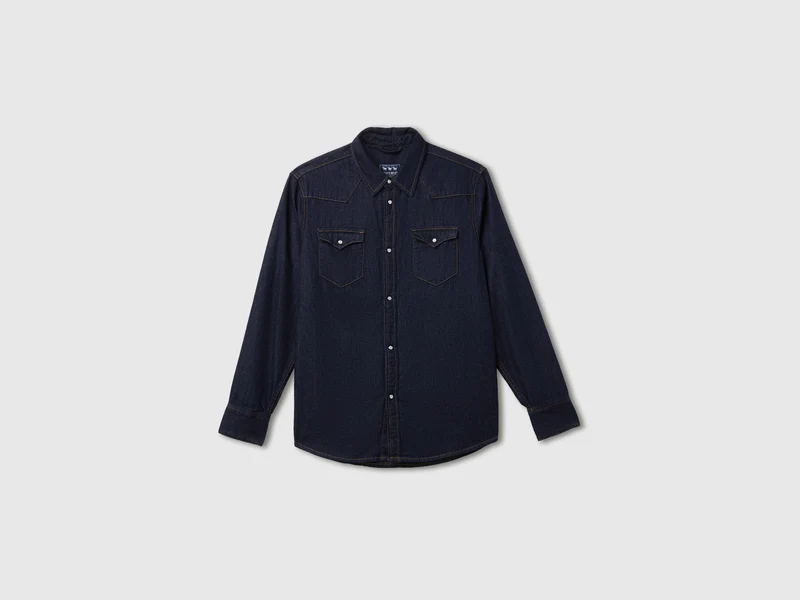 Dunkelblaues Westernhemd aus Denim