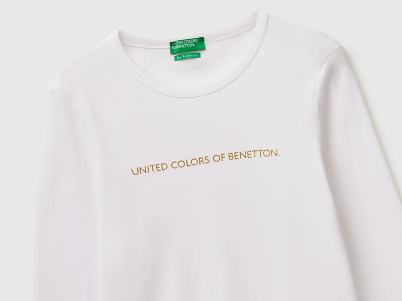 Langärmeliges T-Shirt mit Glitzerlogo