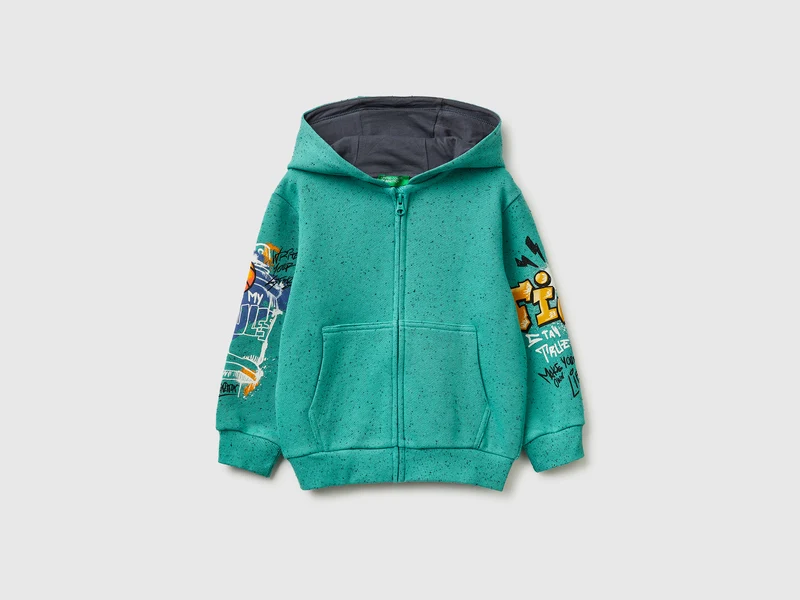 Oversized-Sweatshirt mit Reißverschluss und Aufdrucken