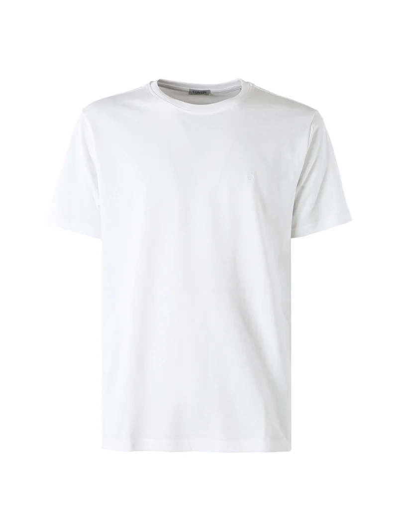 T-shirt da uomo girocollo in cotone - bianco