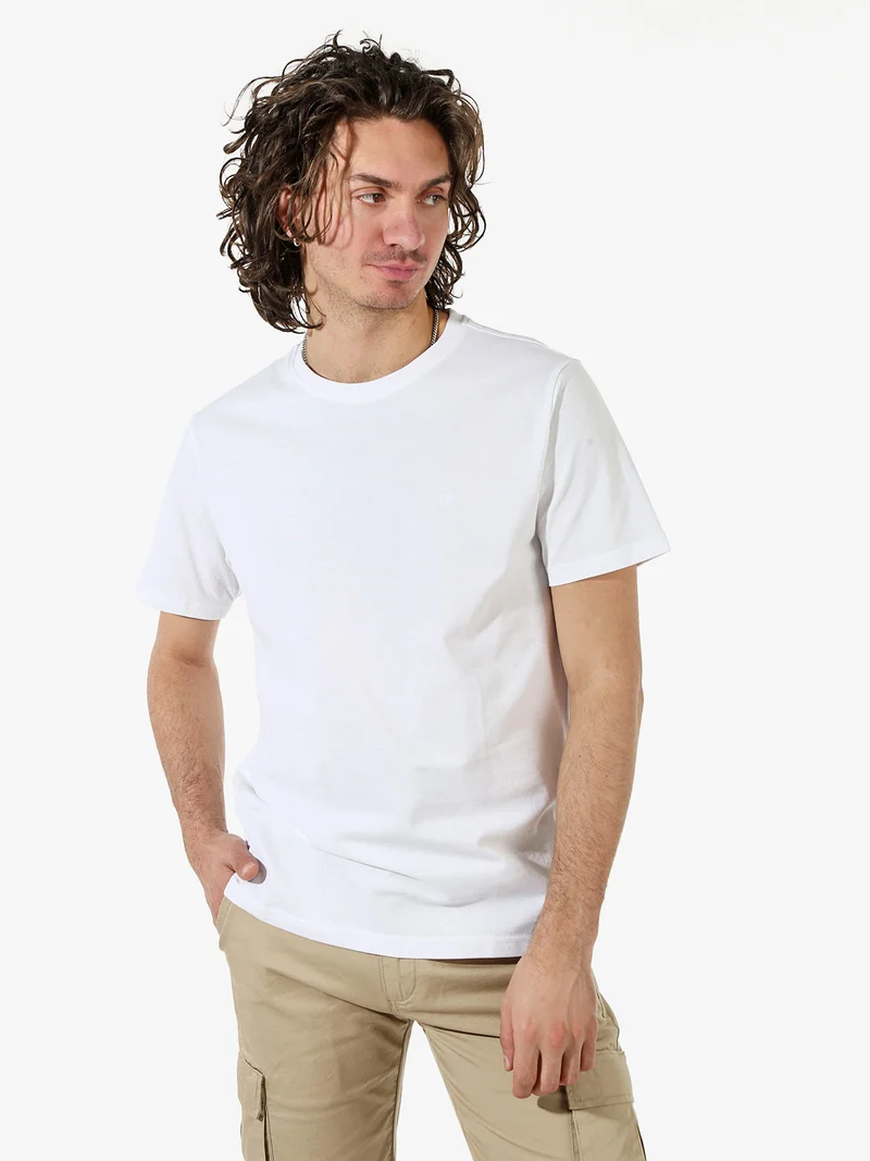 T-shirt da uomo girocollo in cotone - bianco