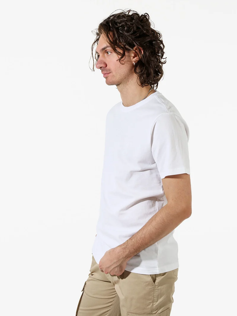 T-shirt da uomo girocollo in cotone - bianco