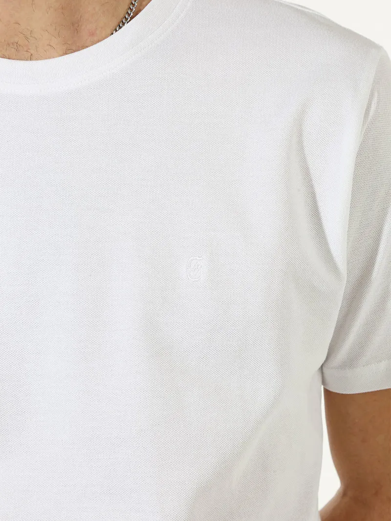 T-shirt da uomo girocollo in cotone - bianco