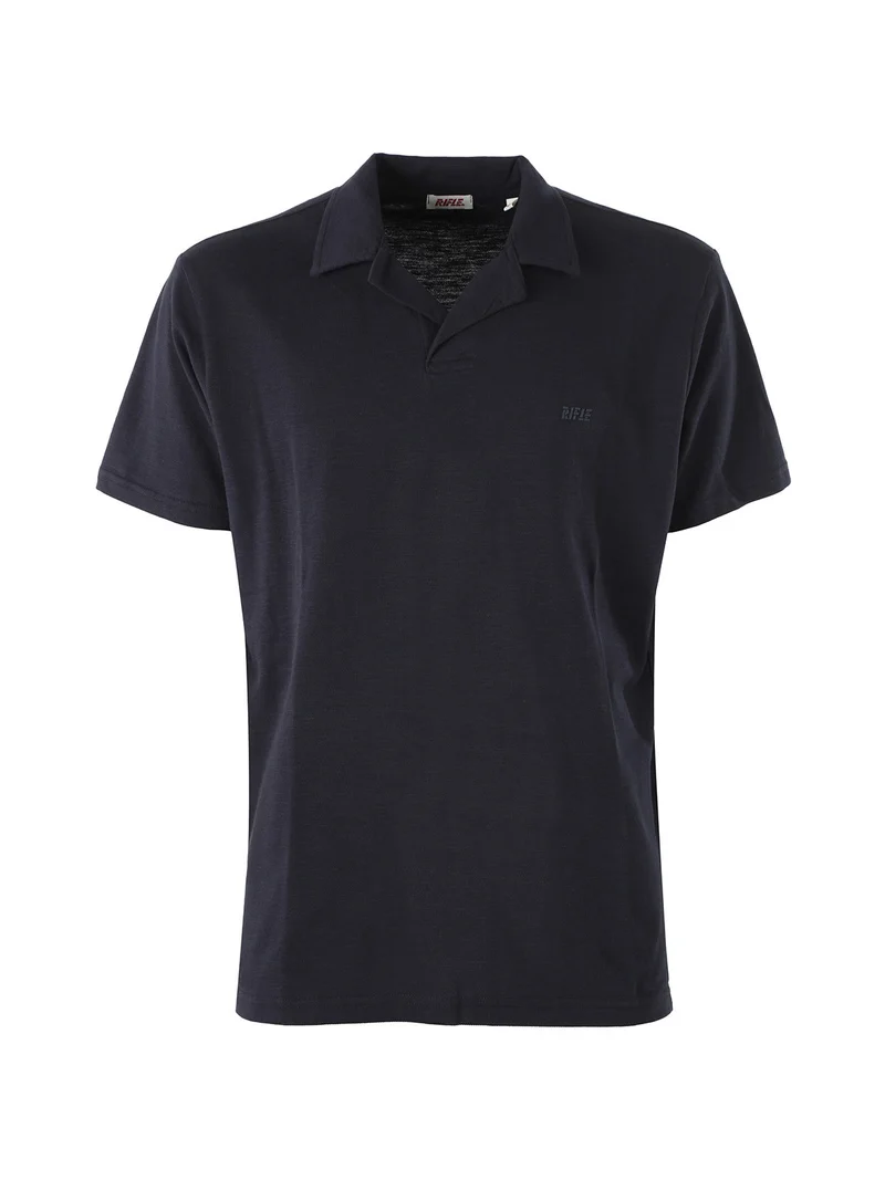 Polo in cotone da uomo a maniche corte - blu scuro