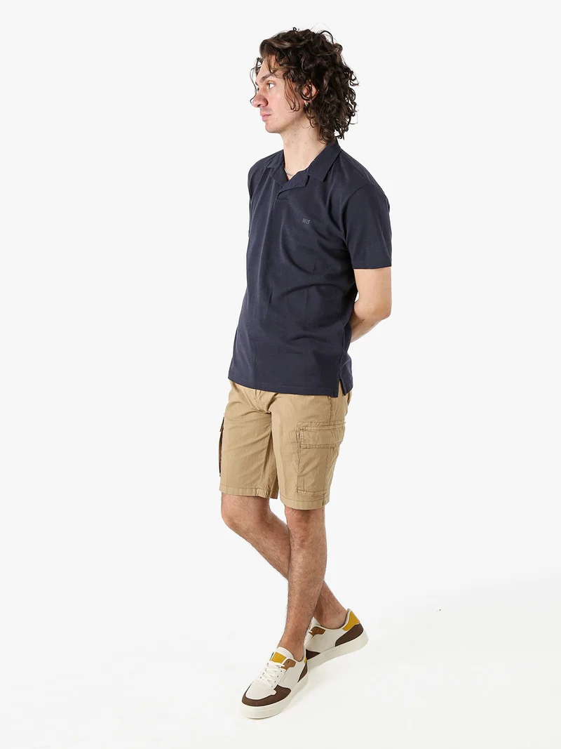 Polo in cotone da uomo a maniche corte - blu scuro