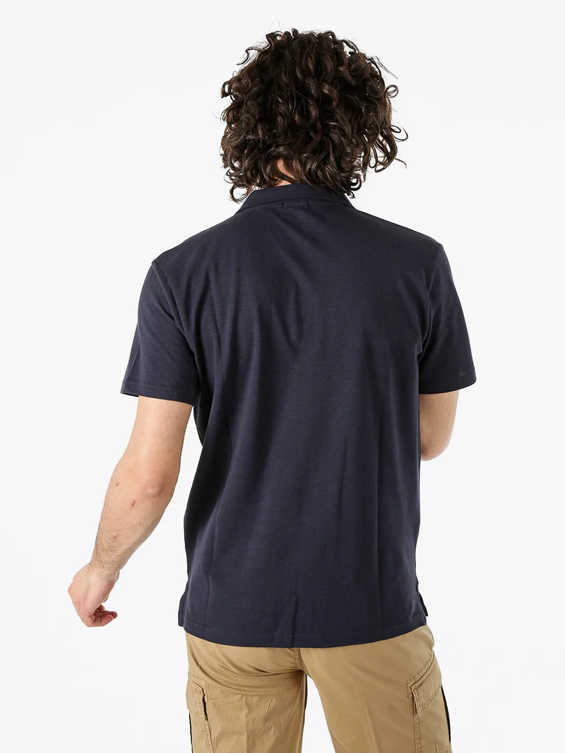 Polo in cotone da uomo a maniche corte - blu scuro