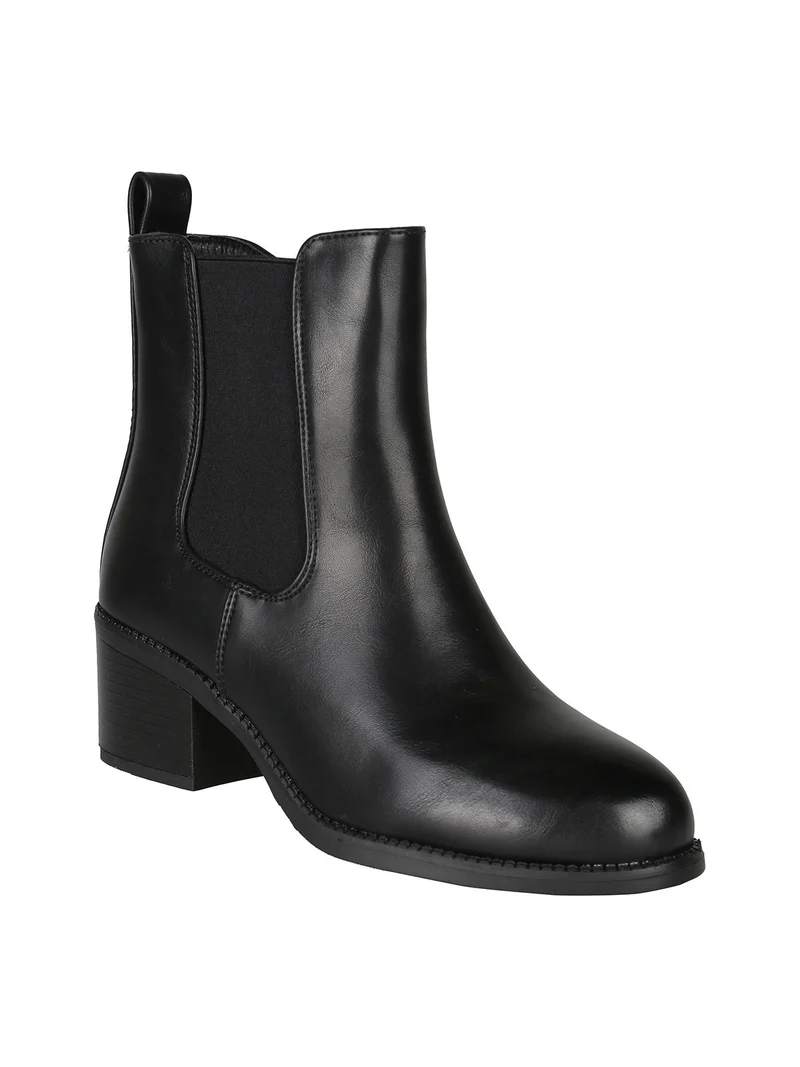Stivaletti donna chelsea con tacco - nero