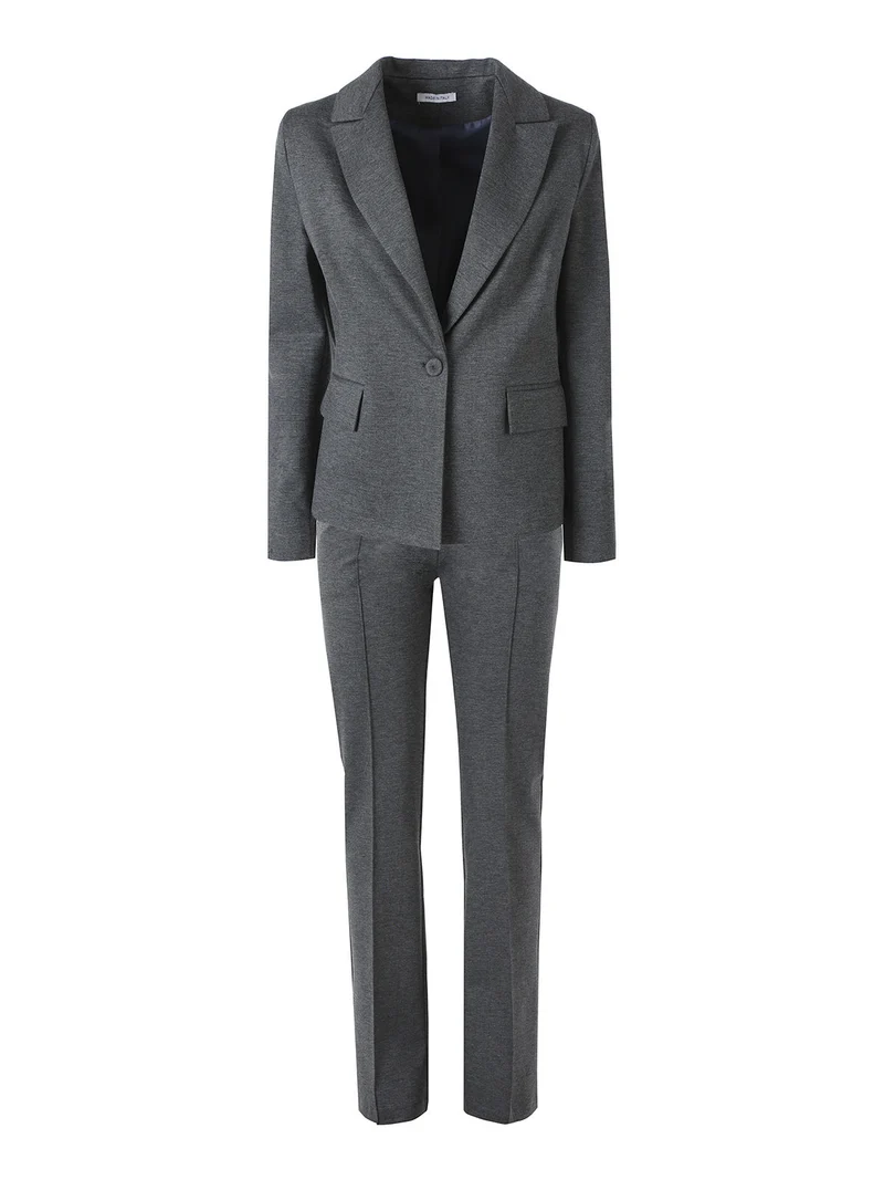 Completo elegante da donna con blazer e pantaloni con finale a zampa - grigio