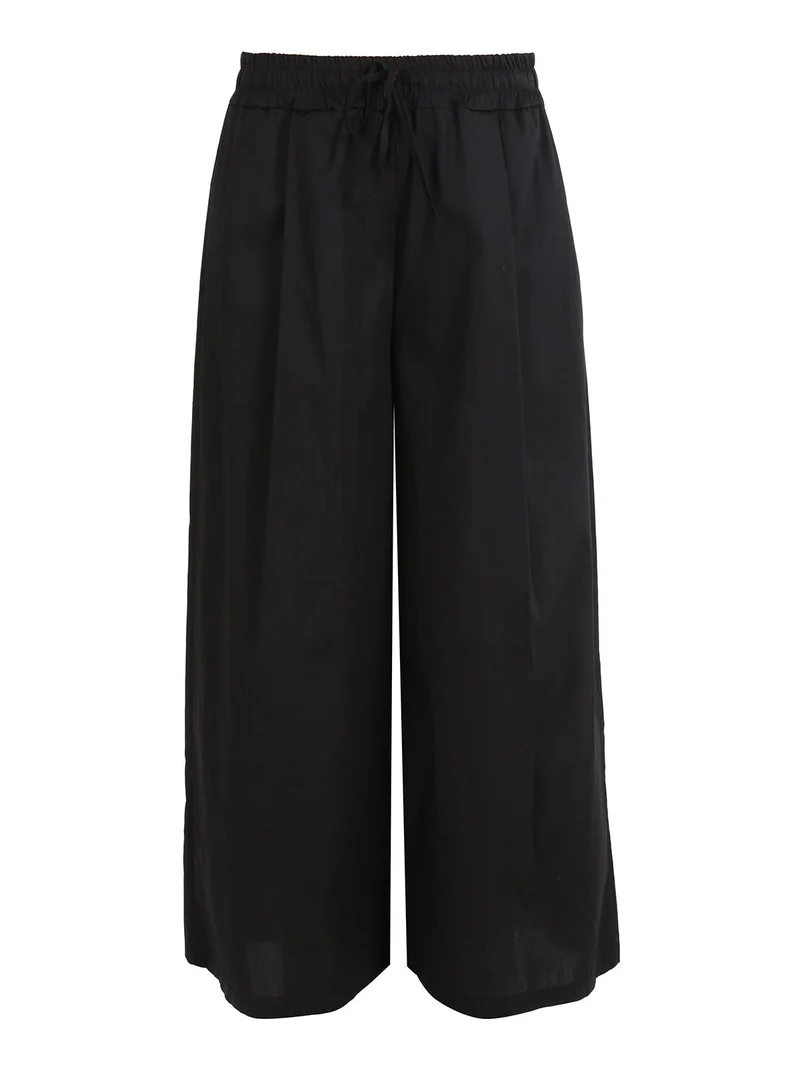 Pantaloni donna a gamba larga in cotone - nero