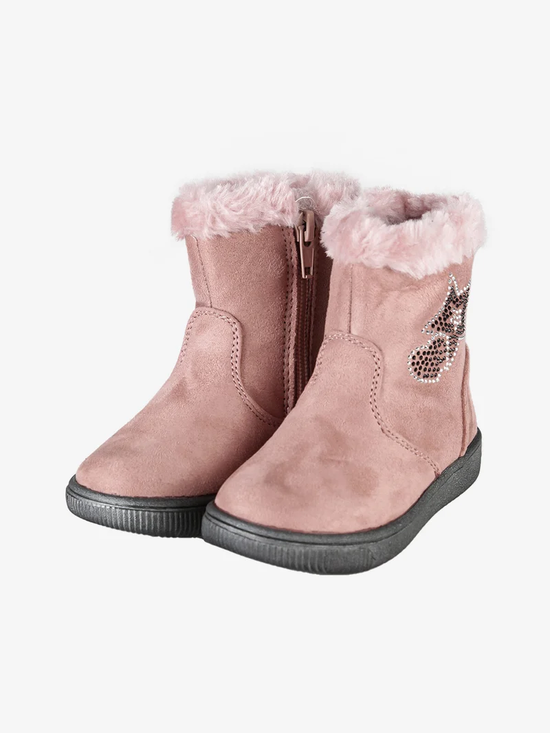 Stivaletti da bambina in tessuto scamosciato con zip - rosa