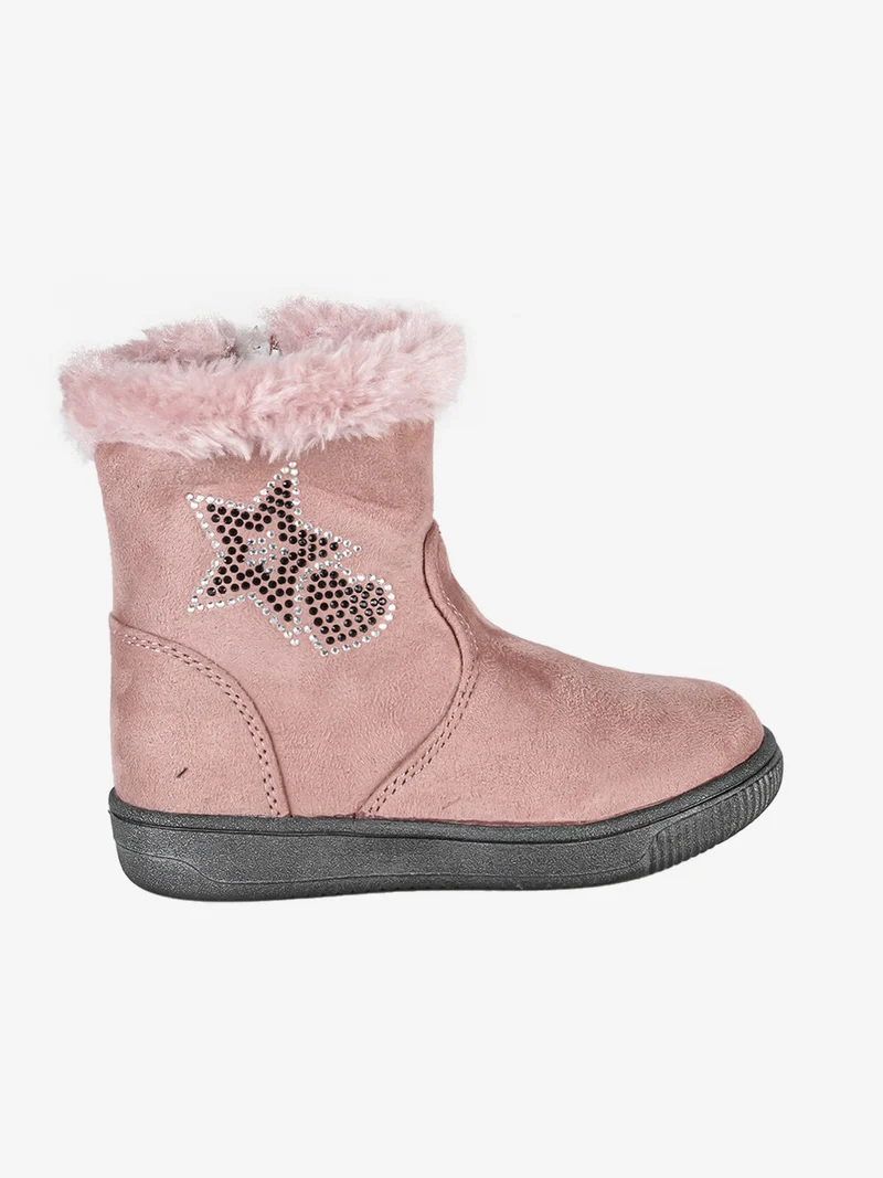 Stivaletti da bambina in tessuto scamosciato con zip - rosa