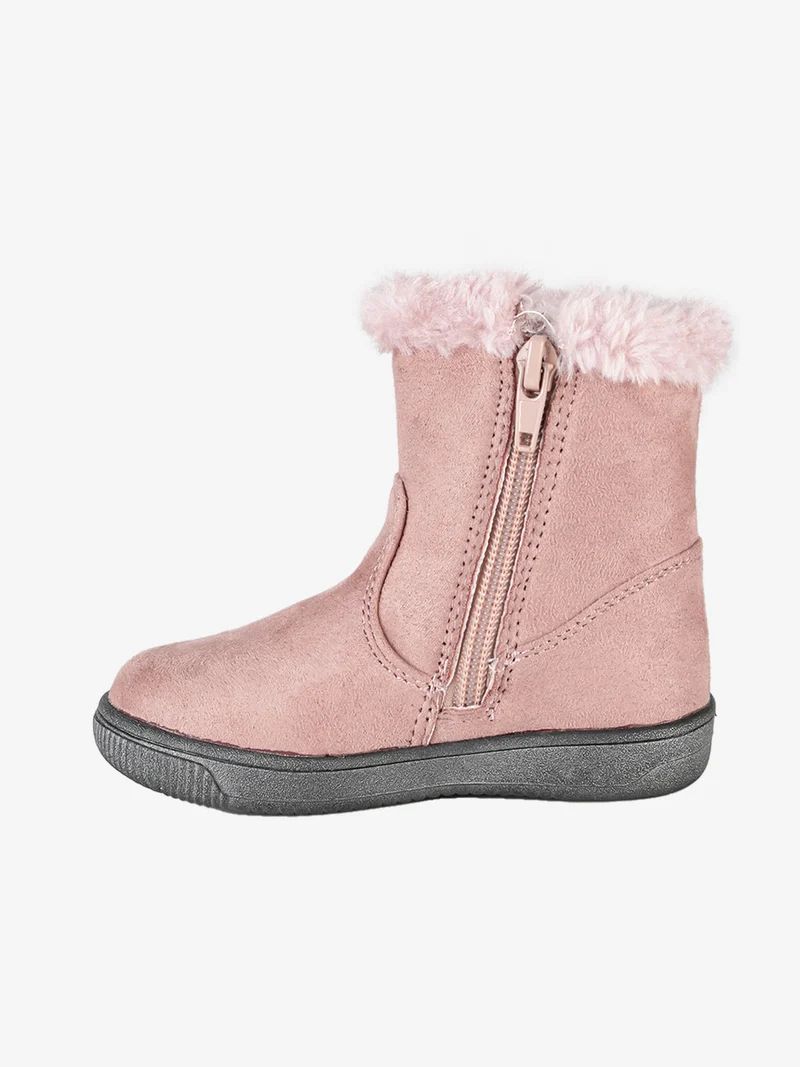 Stivaletti da bambina in tessuto scamosciato con zip - rosa