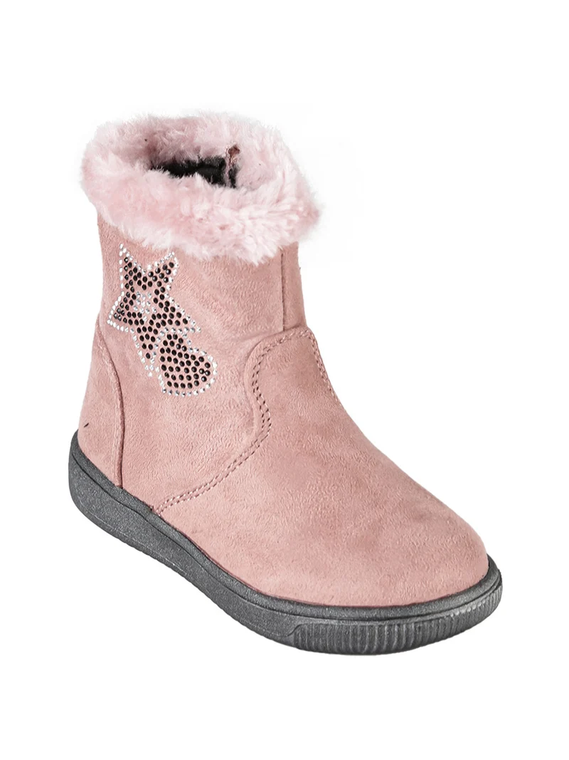 Stivaletti da bambina in tessuto scamosciato con zip - rosa