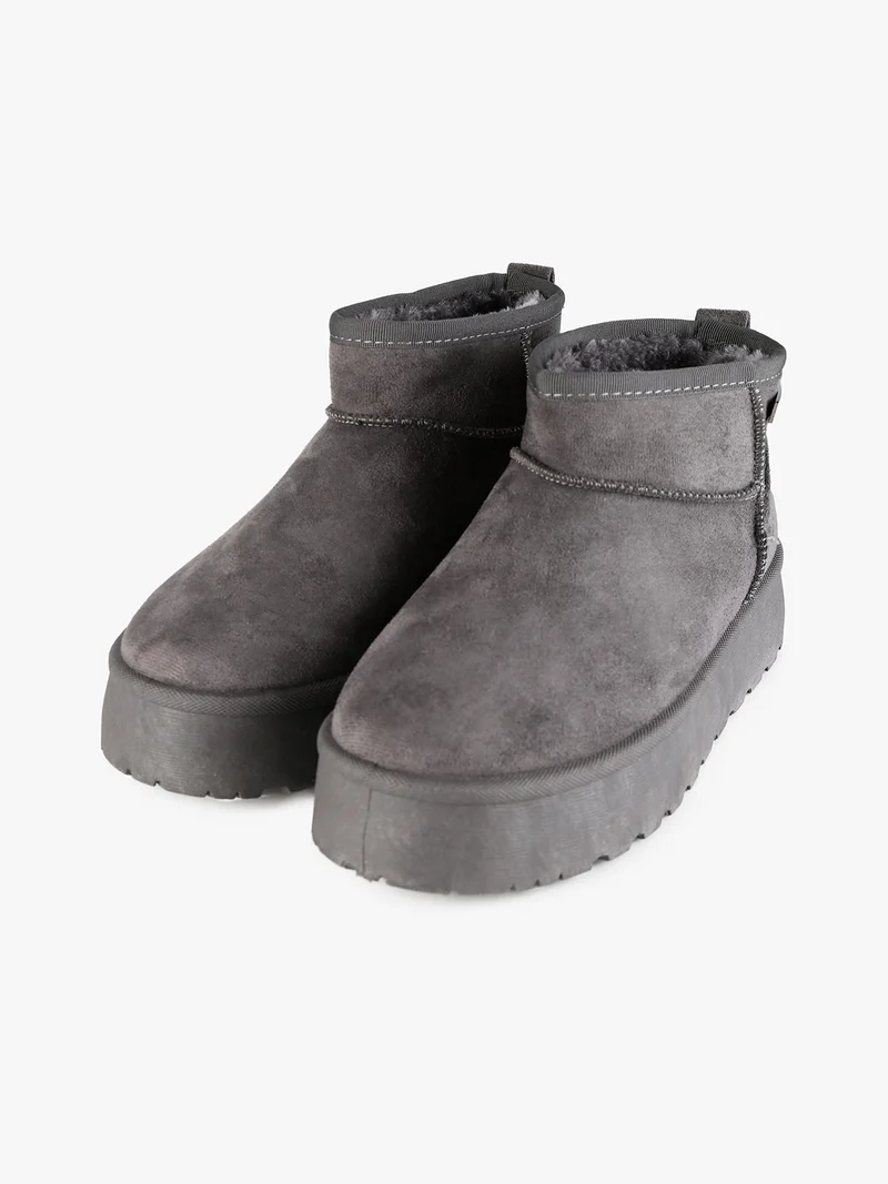 Stivaletti donna con interno in ecopelo e platform - grigio