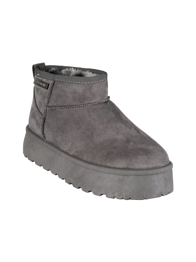 Stivaletti donna con interno in ecopelo e platform - grigio