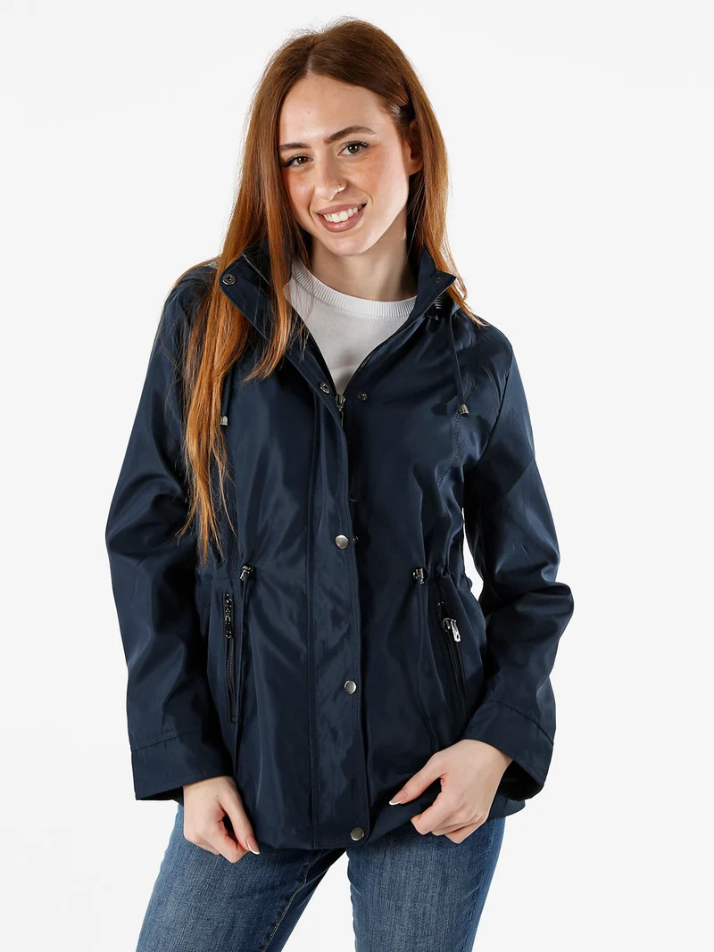 Giacca a vento da donna con cappuccio - blu scuro