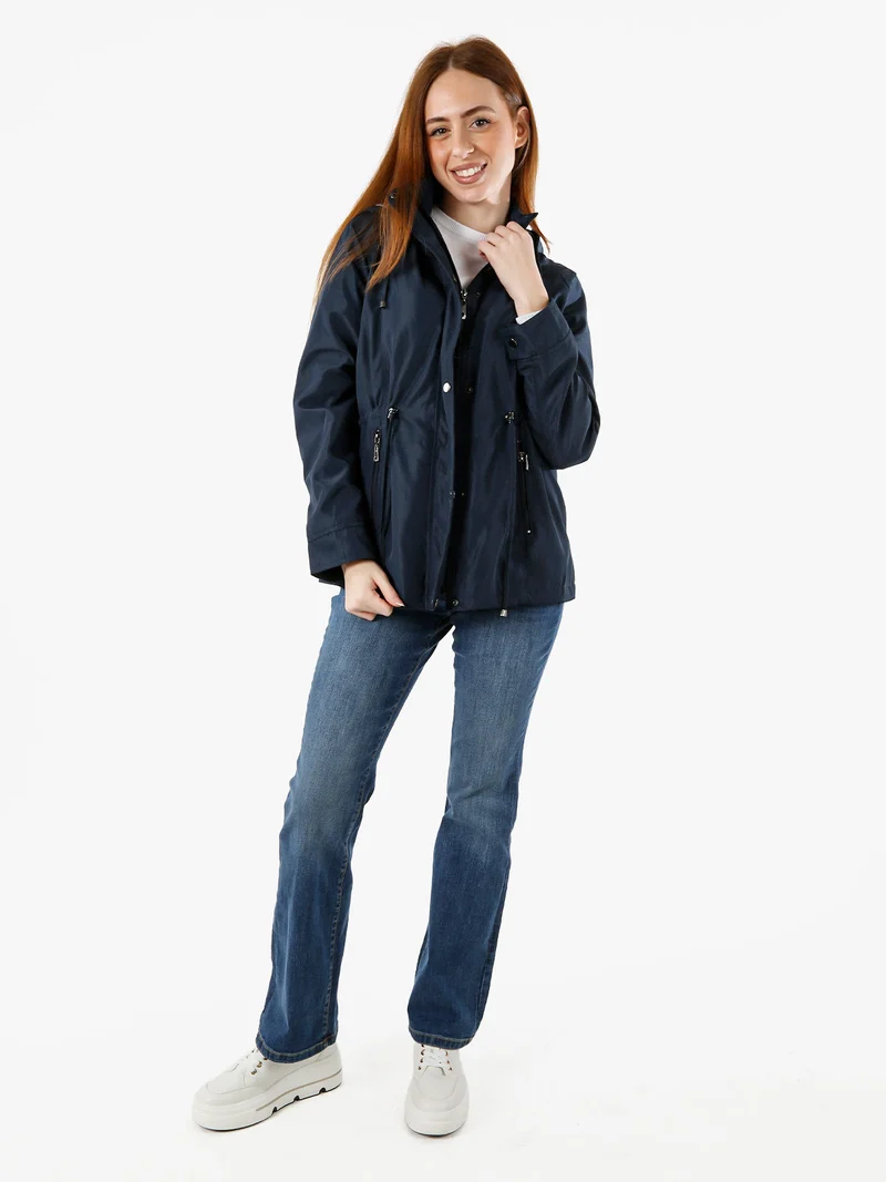 Giacca a vento da donna con cappuccio - blu scuro