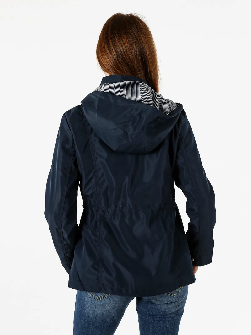 Giacca a vento da donna con cappuccio - blu scuro