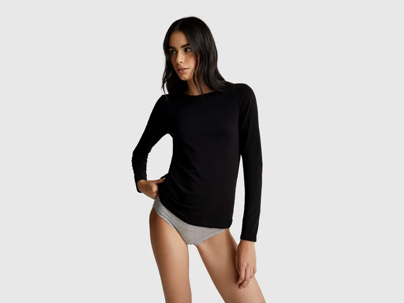 Langarm-T-Shirt aus superelastischer Baumwolle