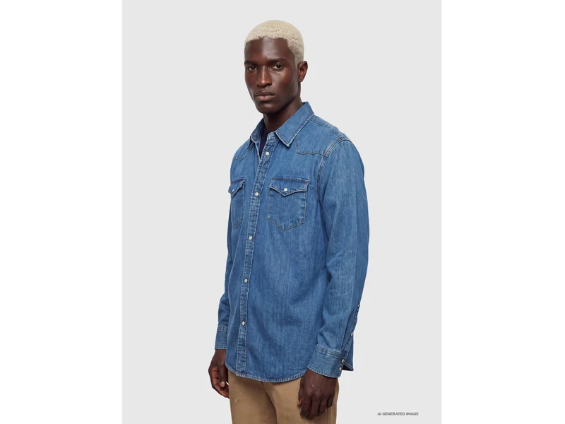 Helles Jeanshemd im Western-Stil
