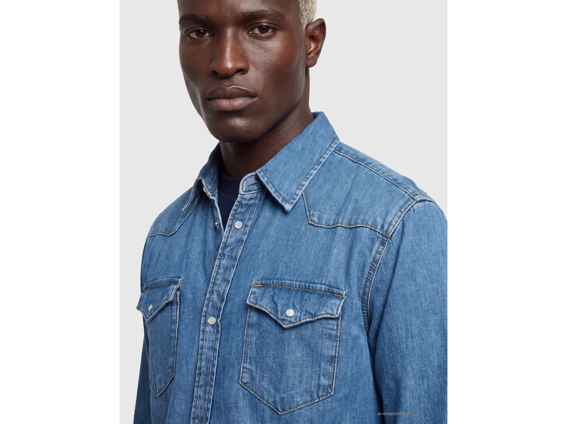 Helles Jeanshemd im Western-Stil