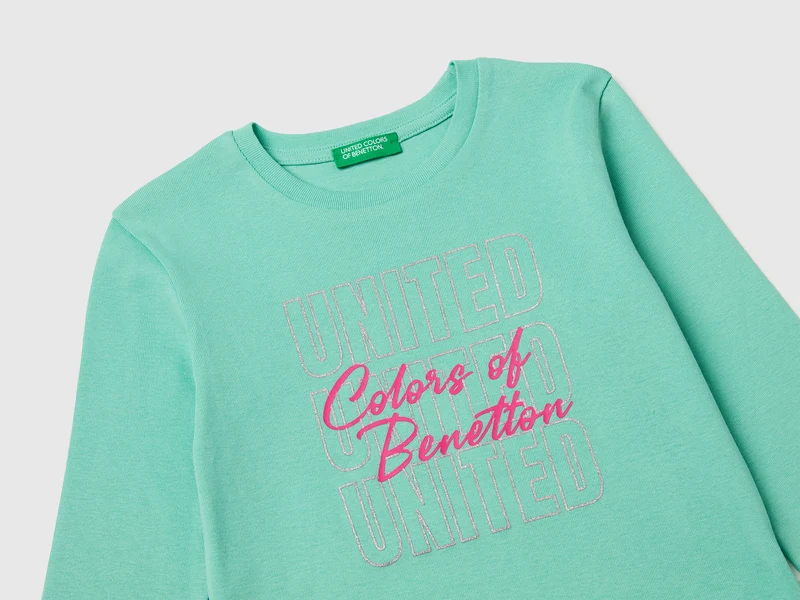 T-Shirt aus Bio-Baumwolle mit Glitzerlogo