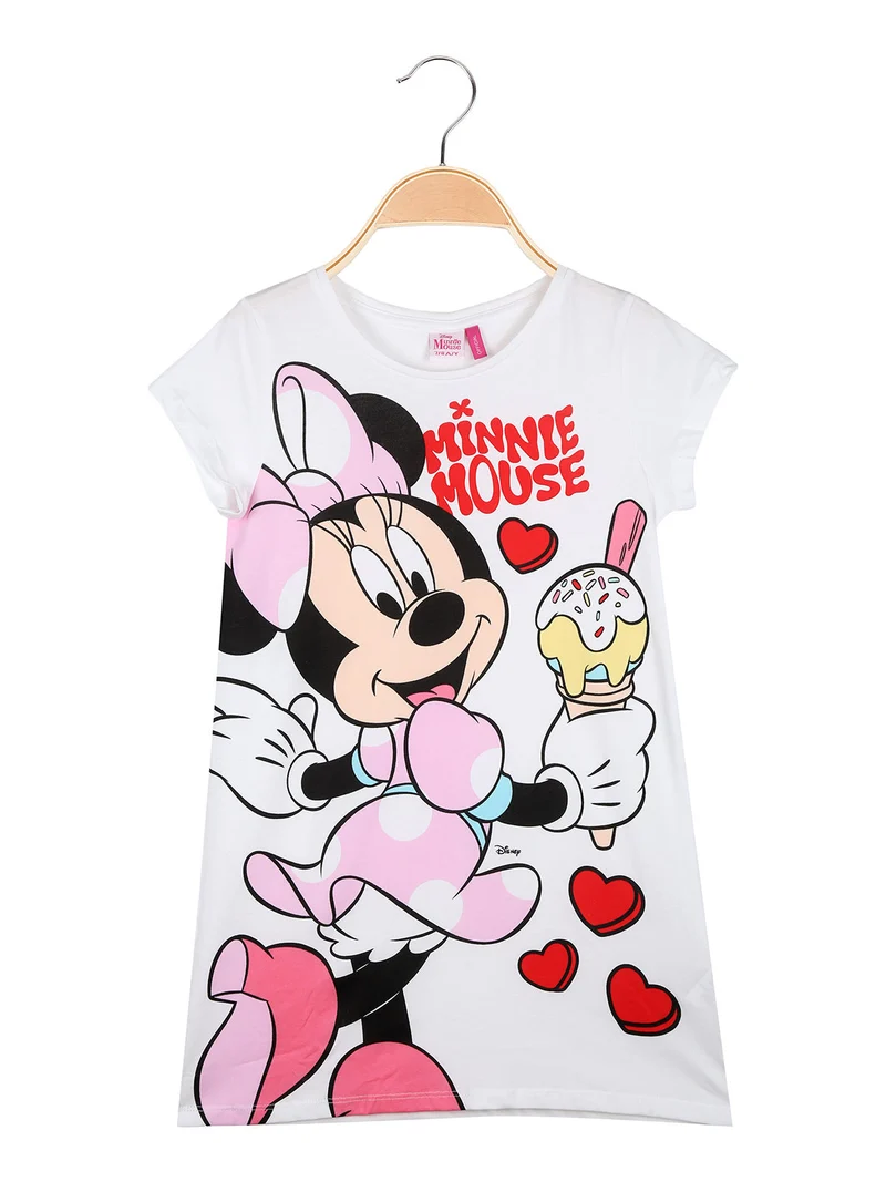 Minnie Mouse maxi t-shirt da bambina in cotone con stampa personaggio - rosa