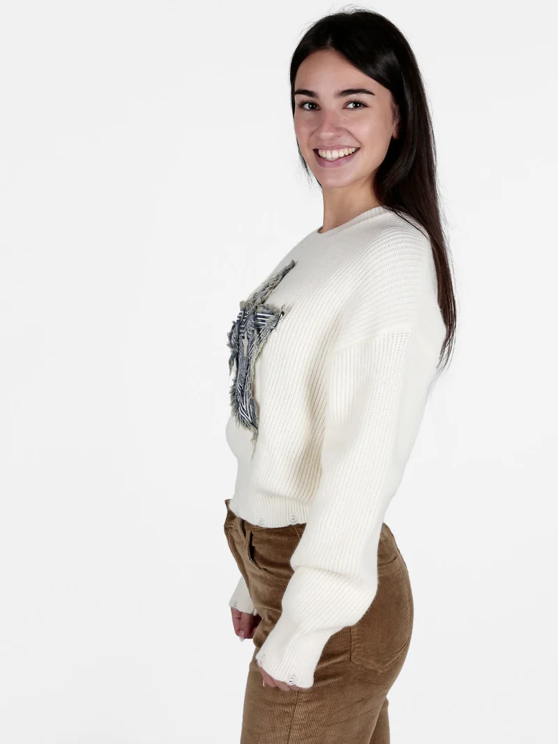 Maglione donna con stella - bianco