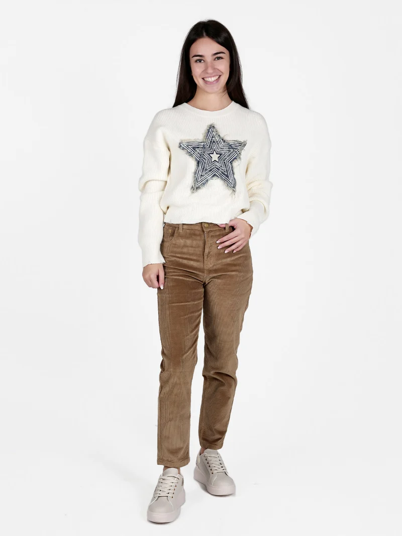 Maglione donna con stella - bianco
