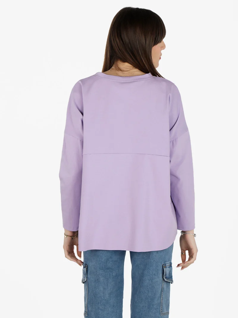 Maxi t-shirt donna oversize con taschino - lilla