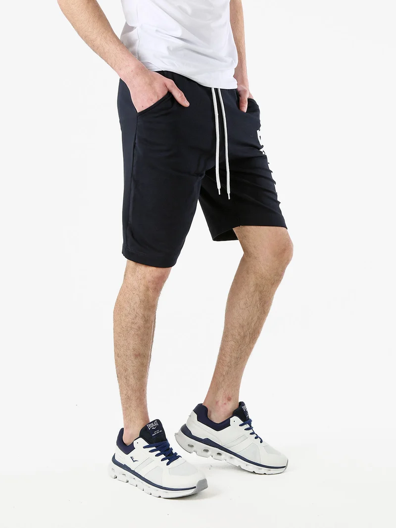 Bermuda da uomo in cotone con coulisse - blu scuro