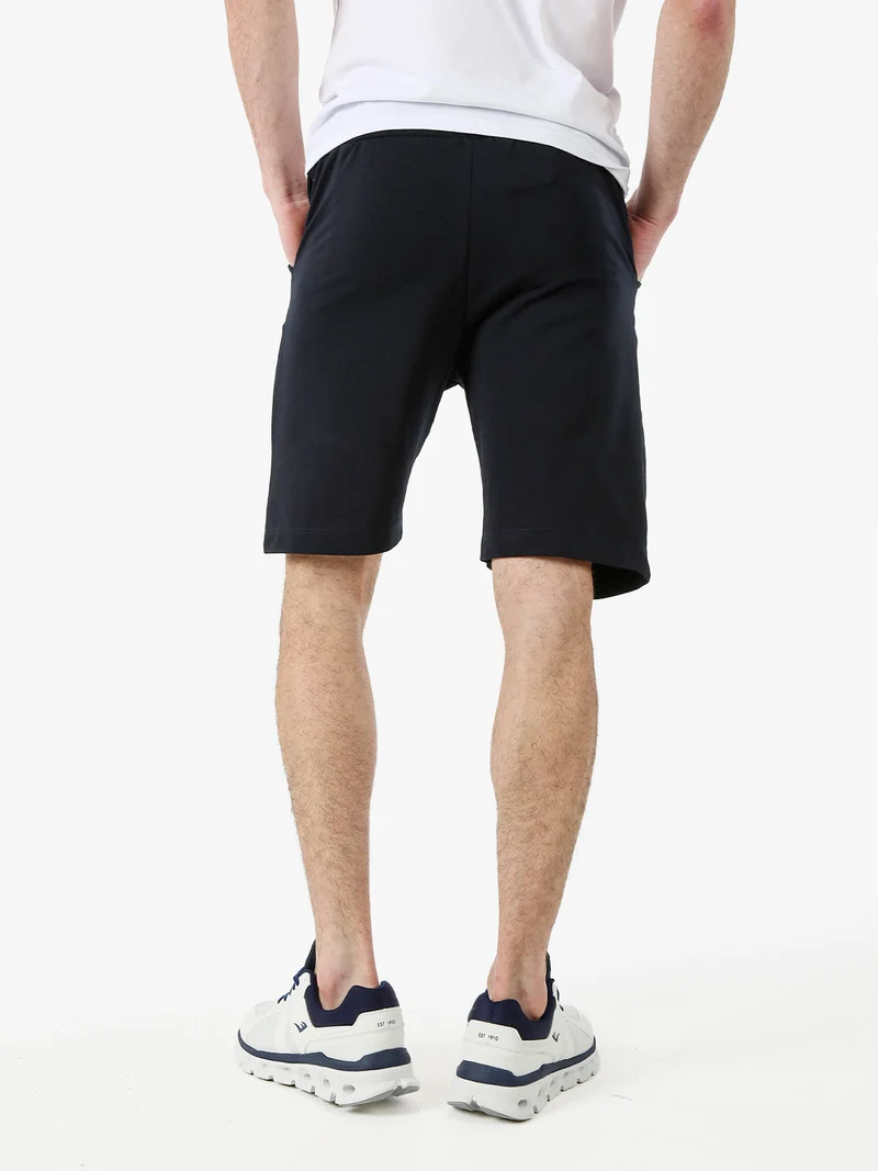 Bermuda da uomo in cotone con coulisse - blu scuro