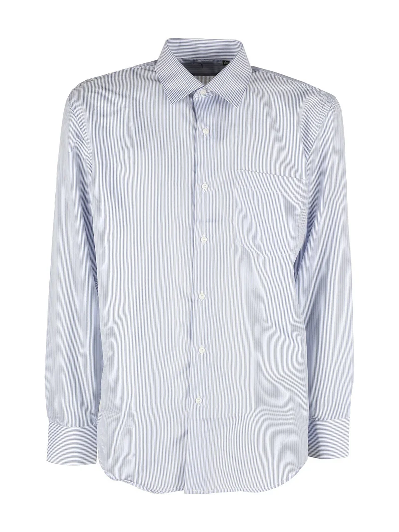 Camicia da uomo a maniche lunghe con stampa a righe - blu